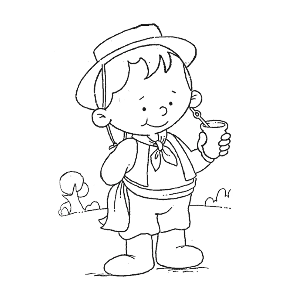 Desenho de Um Garoto Com Copo para colorir e imprimir grátis