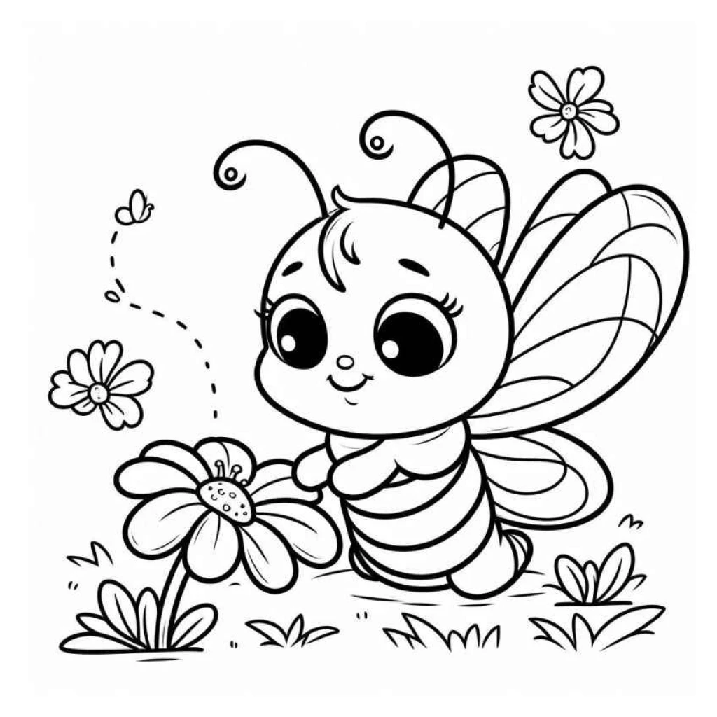 Desenho de Uma Abelha Feliz para colorir e imprimir grátis