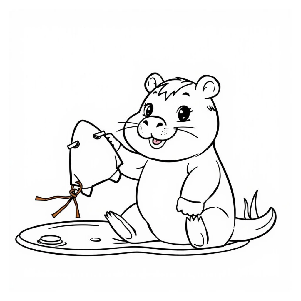 Desenho de Uma Capivara Brincando para colorir e imprimir grátis