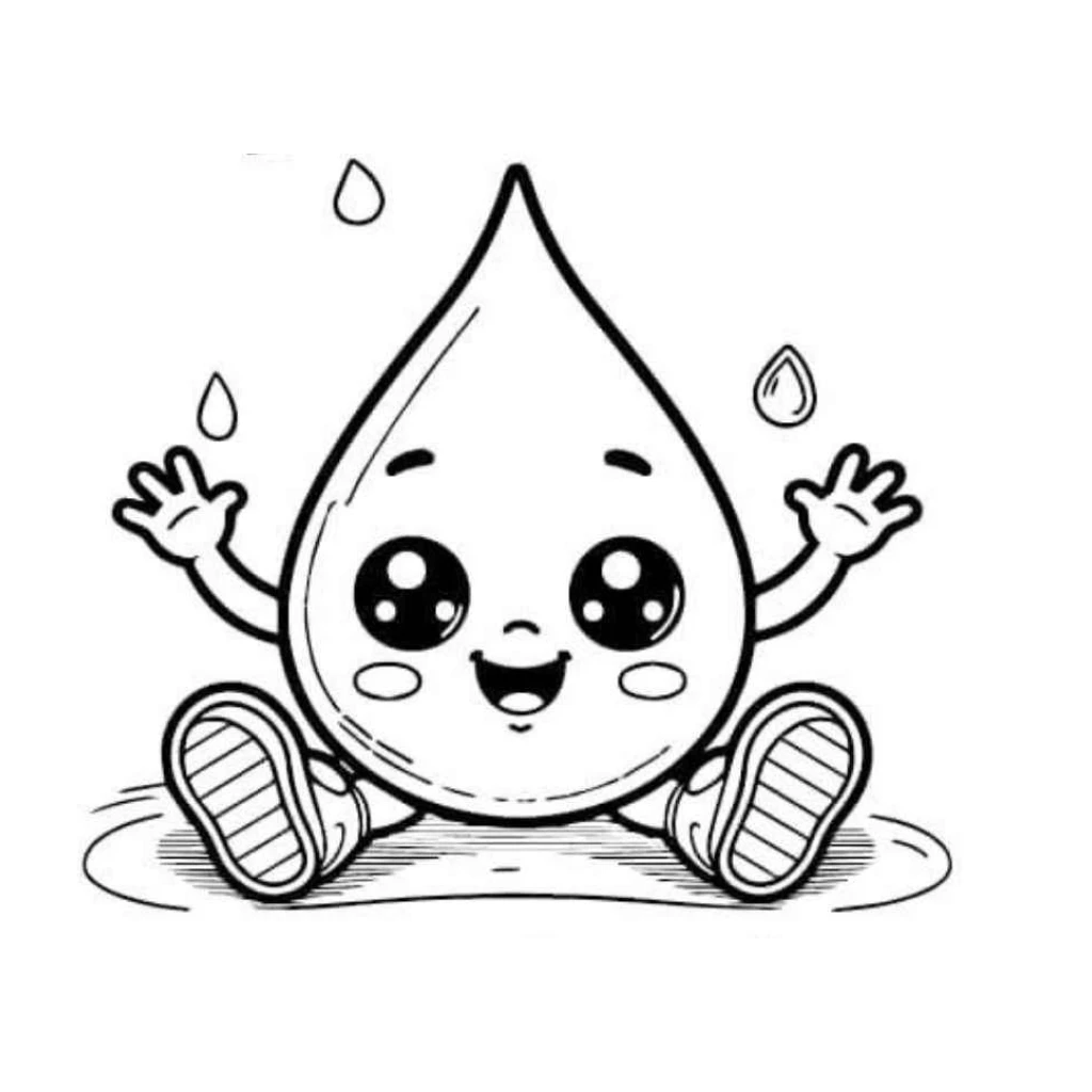 Desenho de Uma Gota de água Feliz para colorir e imprimir grátis