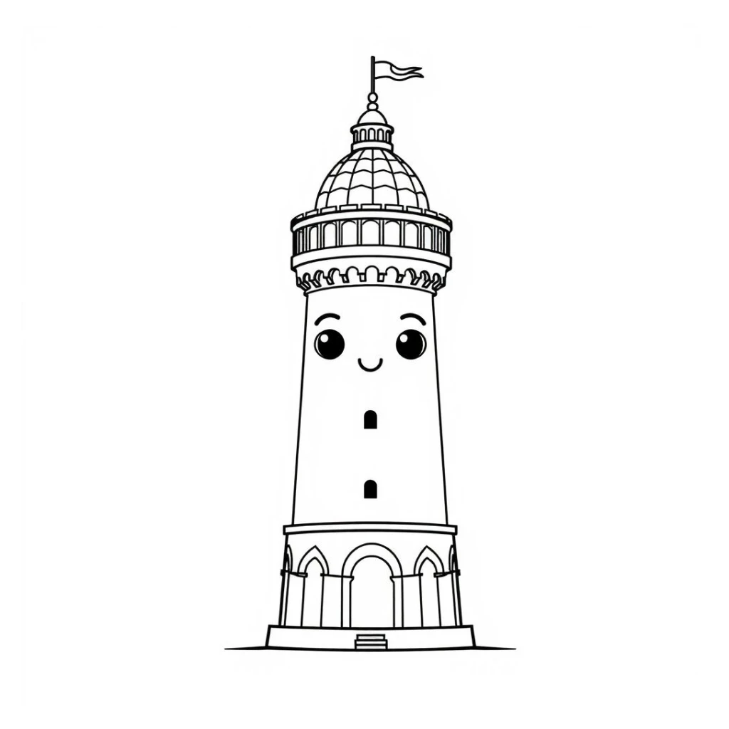 Desenho de Uma Torre Divertida para colorir e imprimir grátis