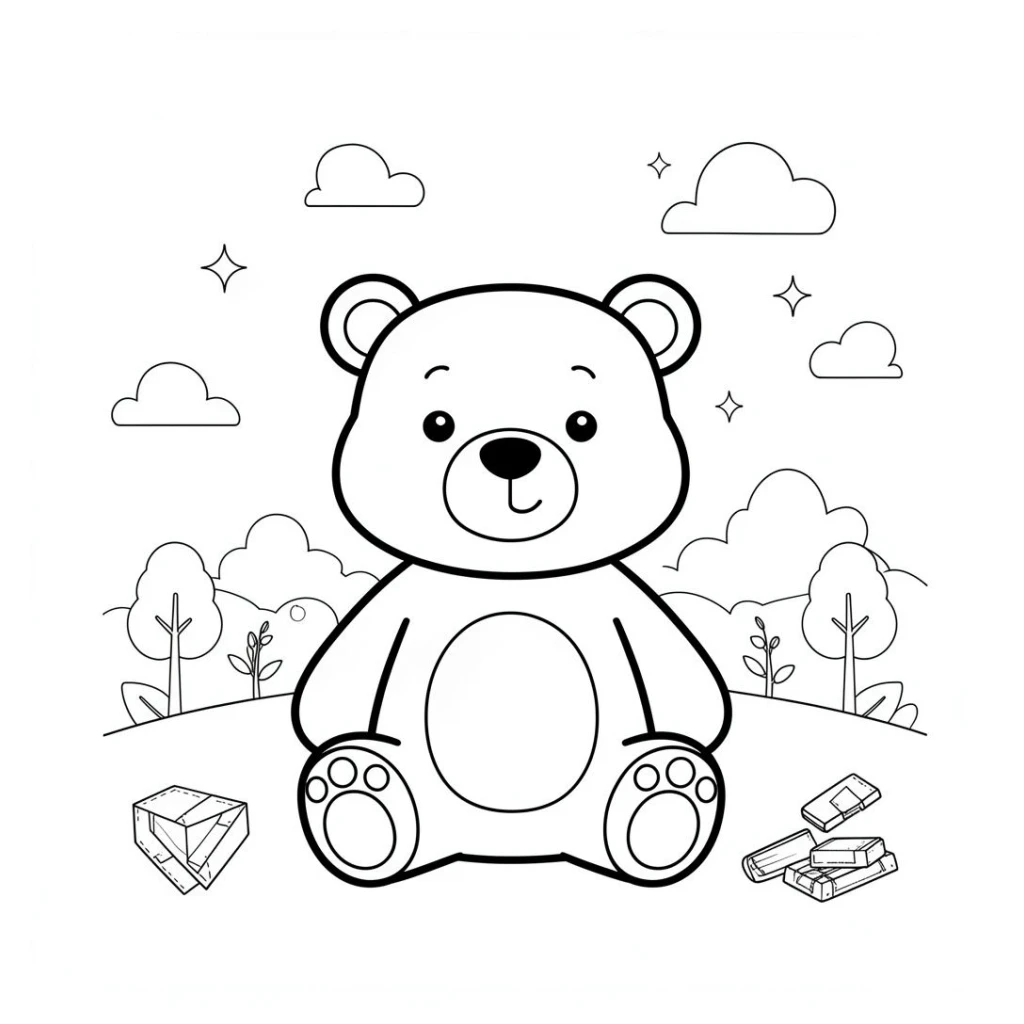 Desenho de Urso Simples e Divertido para colorir e imprimir grátis