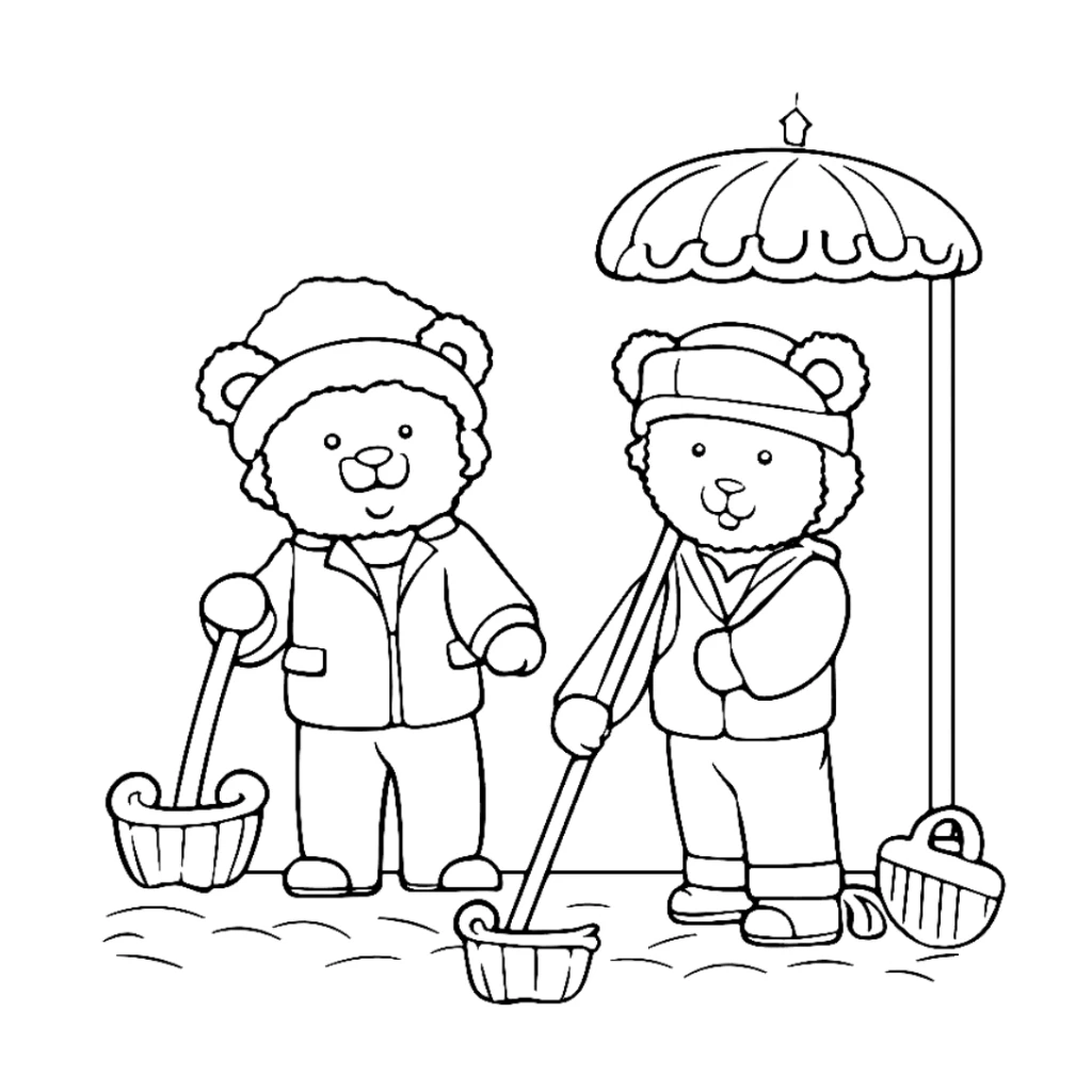 Desenho de Ursos Brincando para colorir e imprimir grátis