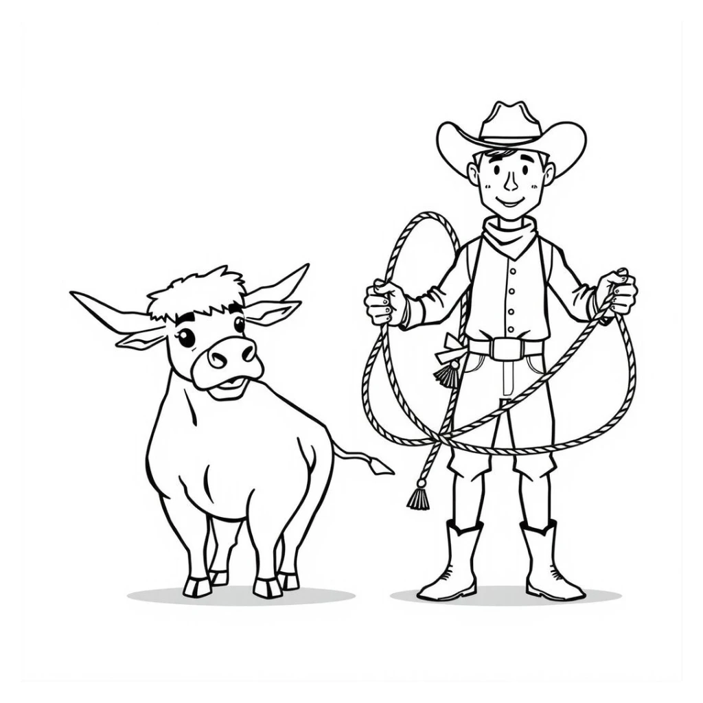 Desenho de Vaquinha E Fazendeiro para colorir e imprimir grátis