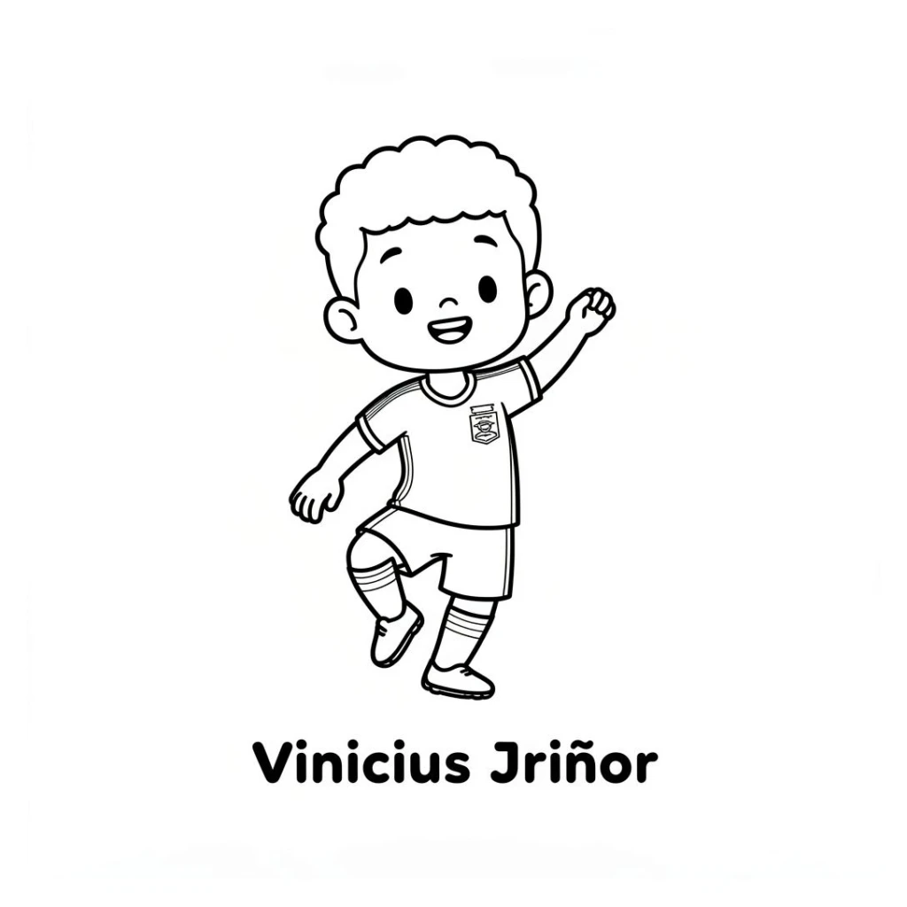 Desenho de Vinicius Júnior Jogando Futebol para colorir e imprimir grátis