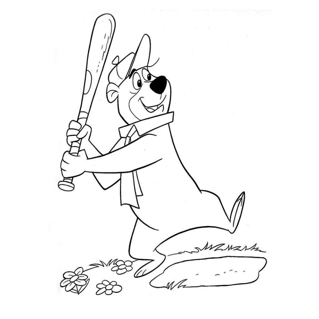 Desenho de Urso Jogando Beisebol para colorir e imprimir grátis