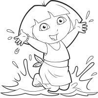 Dora Aventureira brincando com água