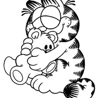 Gato Garfield Abraçando Um Urso De Pelúcia