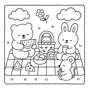Urso fazendo piquenique
