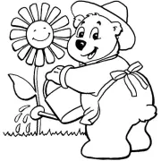 Urso Regando Flores
