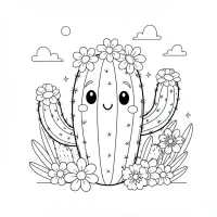 Cacto Sorridente Com Flores Coloridas