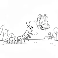 Centopéia E Borboleta Brincando