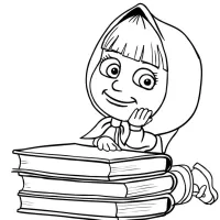 Masha Pensativa Com Livros