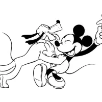 Mickey Mouse brincando com Pluto