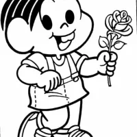 Mônica com uma rosa na mão