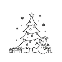 Natal Com Árvore E Boneco De Neve