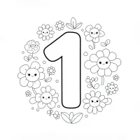 Número 1 Com Flores
