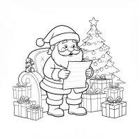 papai noel conferindo a lista de presentes