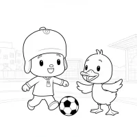 Pocoyo Jogando Futebol Com Pato