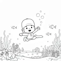Pocoyo Nadando No Fundo Do Mar