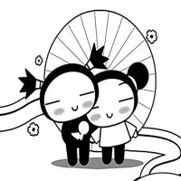 Pucca e Garu abraçados