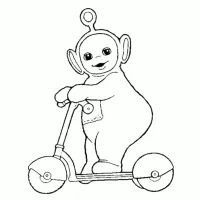 Teletubbies andando de patinete