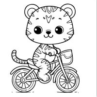 Um Filhote De Tigre Em Uma Bicicleta
