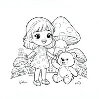 Menina Fofinha Com Ursinho Na Vila Dos Cogumelos