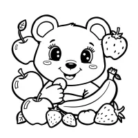 Urso Fofo Com Frutas